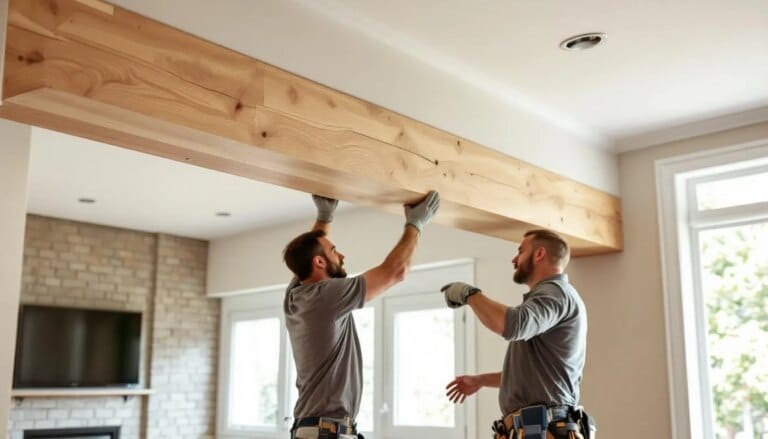 Poutre IPN en bois utilisée comme support structurel en charpente