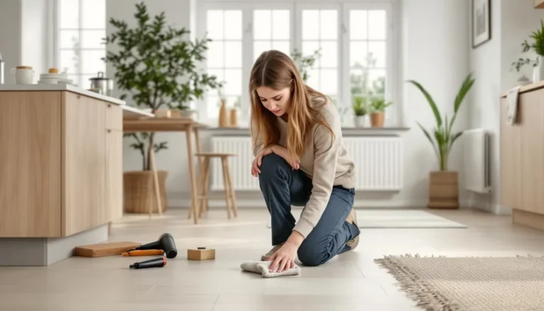 Réparer un lino enfoncé avec technique de restauration de revêtement