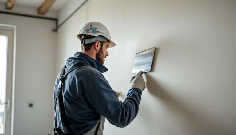 Enduit taloché appliqué, finition de crépi décoratif texturé