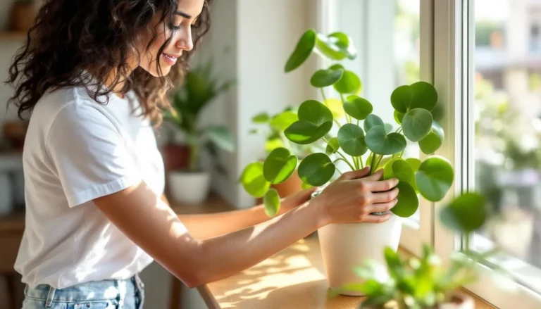 Pilea Peperomioides plante verte d'intérieur avec feuilles rondes caractéristiques