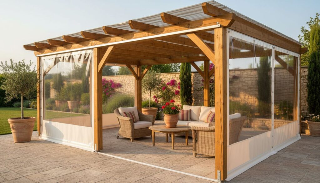 bâche terrasse transparente sur mesure coulissante