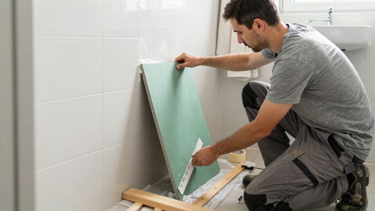 Coffrage placo sans rail montrant une installation sans structure métallique