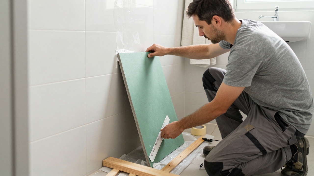 Coffrage placo sans rail montrant une installation sans structure métallique