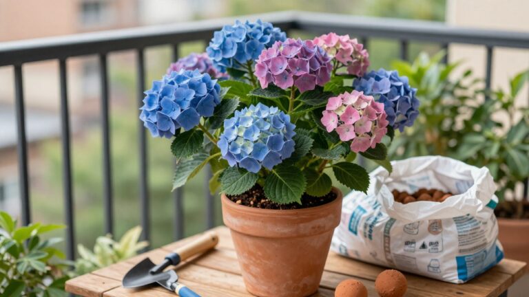 terre idéale pour hortensia en pot garantissant une floraison éclatante