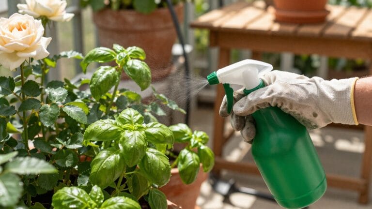 Savon noir utilisé sur les plantes pour un jardin sain et protégé
