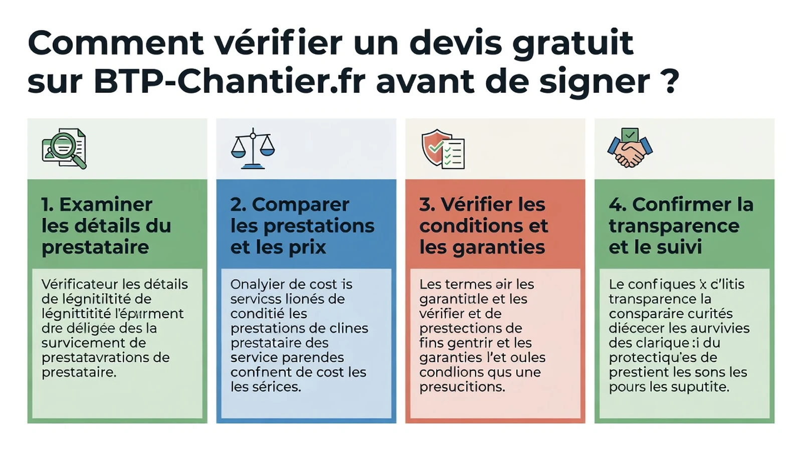 infographie sur Comment vérifier un devis gratuit sur BTP-Chantier.fr avant de signer ?