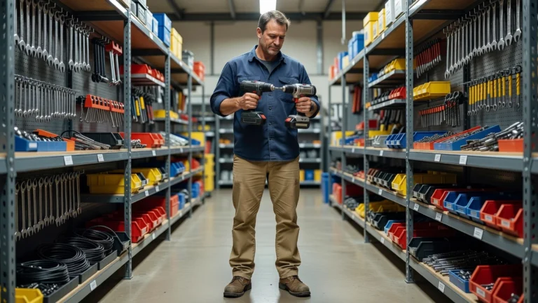 Artisan comparant deux perceuses professionnelles avant achat en magasin